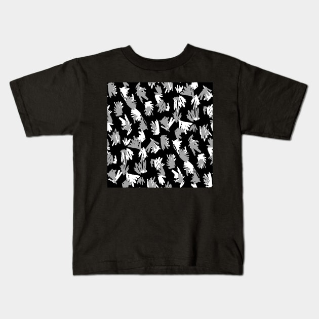 Black and White Terrazzo Doodle Kids T-Shirt by Carolina Díaz